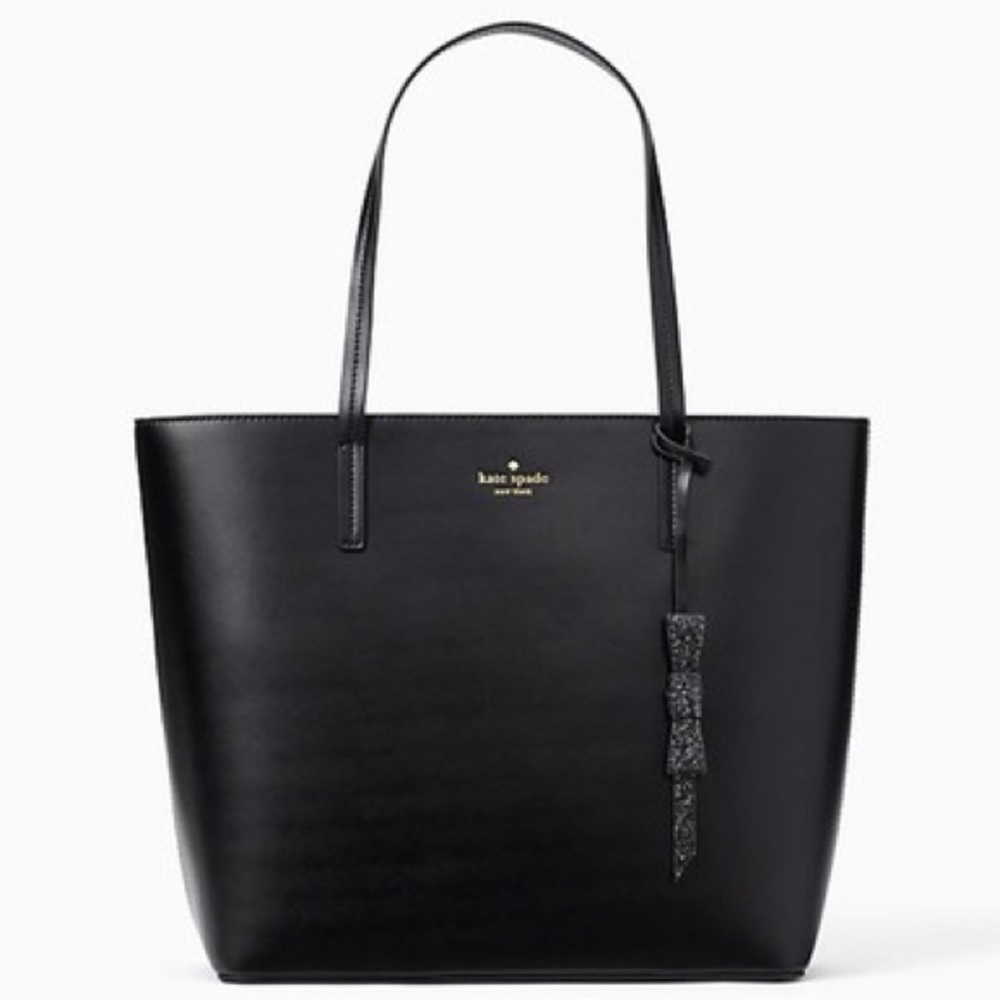 Kate Spade Black Tote Bag With Glitter Bow Charm